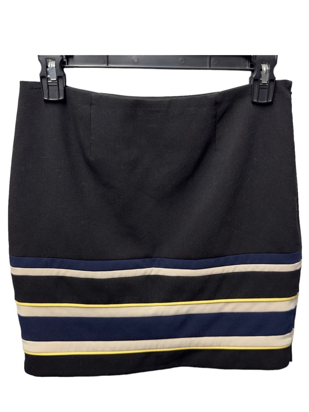 Tuxedo Silky Ponte Knit Structured Sheath Striped Jacquard Mini Skirt